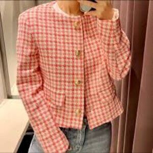 Zara Textured Houndstooth Blazer - Women's Size XS